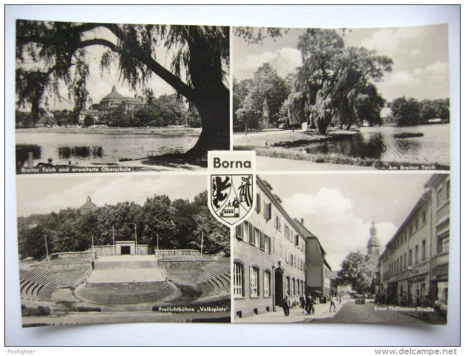 BORNA - Breiter Teich U. Oberschule, Freilichtbühne "Volksplatz", Ernst Thälmann-Strasse - 1966 - Unused - Borna