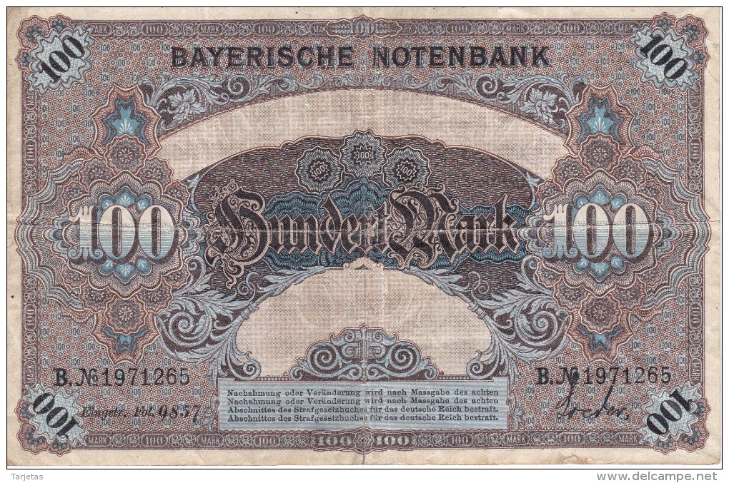 BILLETE DE ALEMANIA DE 100 MARK DEL AÑO 1900   (BANKNOTE) - 100 Mark