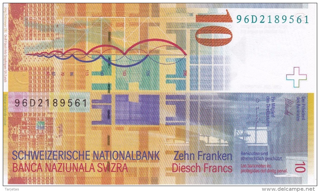 BILLETE DE SUIZA DE 10 FRANCS DEL AÑO 2013 SIN CIRCULAR-UNCIRCULATED (BANKNOTE) - Suiza