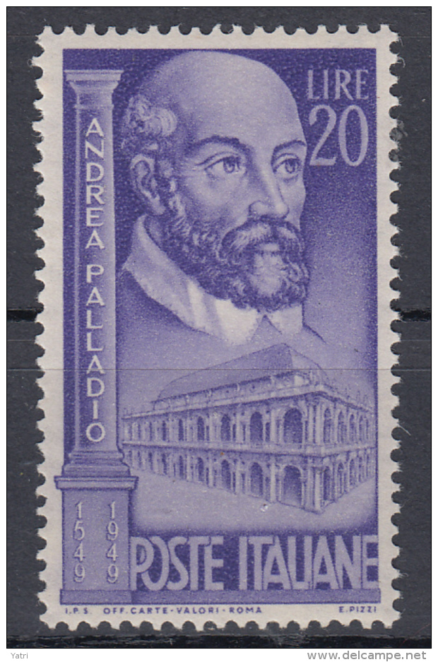 Italia - 1949 - Andrea Palladio ** Varietà "punto Bianco Dopo La I" Pos. 26 - Varietà E Curiosità