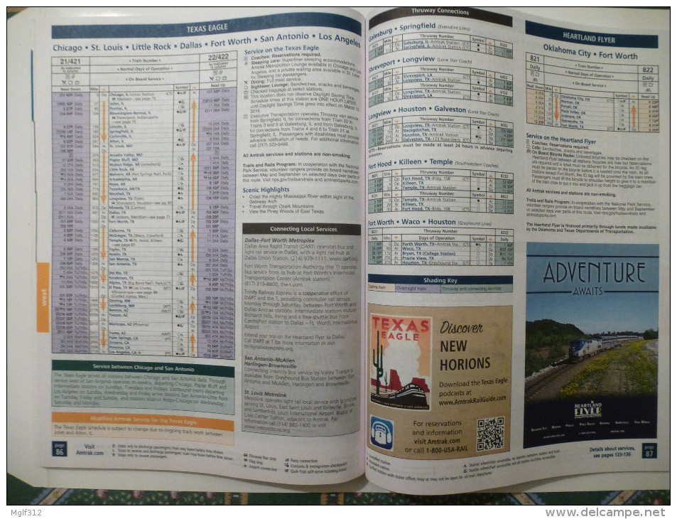 USA : RESEAU AMTRAK - INDICATEUR HORAIRES  HIVER PRINTEMPS 2016 Depuis Le 11 Janvier - Voir Les Scans - Mondo