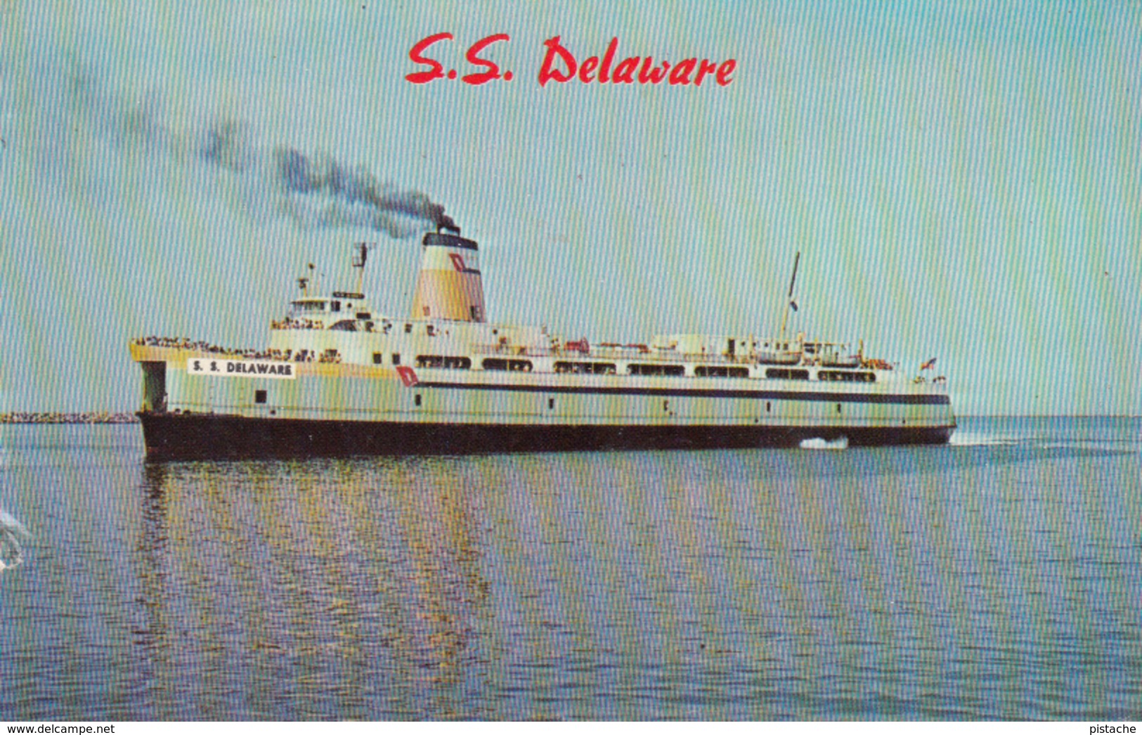S.S. Delaware Between Lewes & Cape May New Jersey - Liner Paquebot Boat - 2 Scans - Steamers