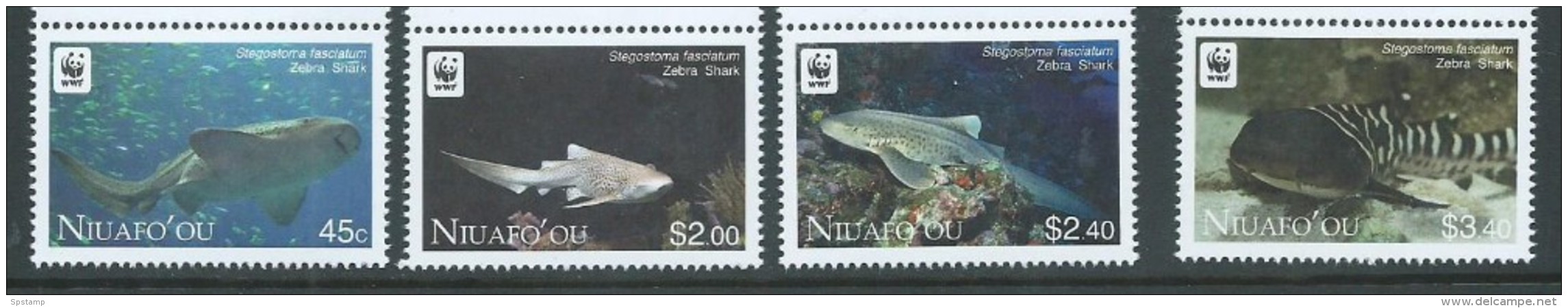 Tonga Niuafo'ou 2012 WWF Zebra Sharks Set 4  MNH - Tonga (1970-...)