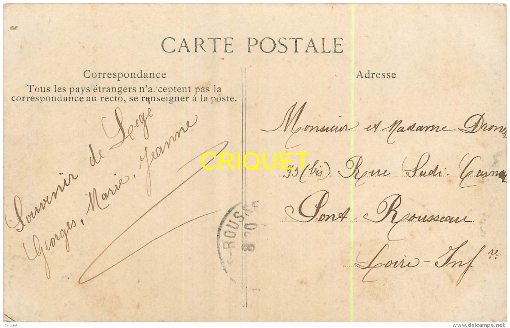 44 Legé, La Tour Du Clocher, Carte Pas Courante Affranchie 1912 - Legé