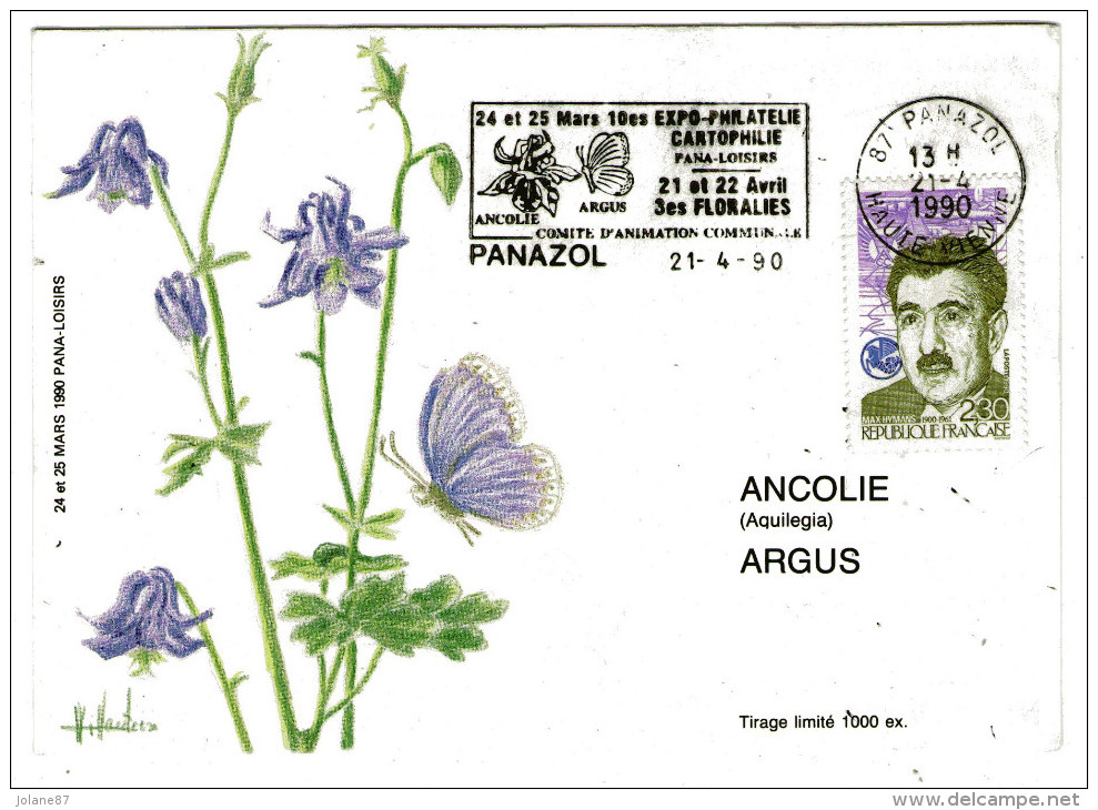 CPM   87    PANAZOL      PANA LOISIRS 1990    ANCOLIE ARGUS      DESSIN VILLAUTREIX - Panazol