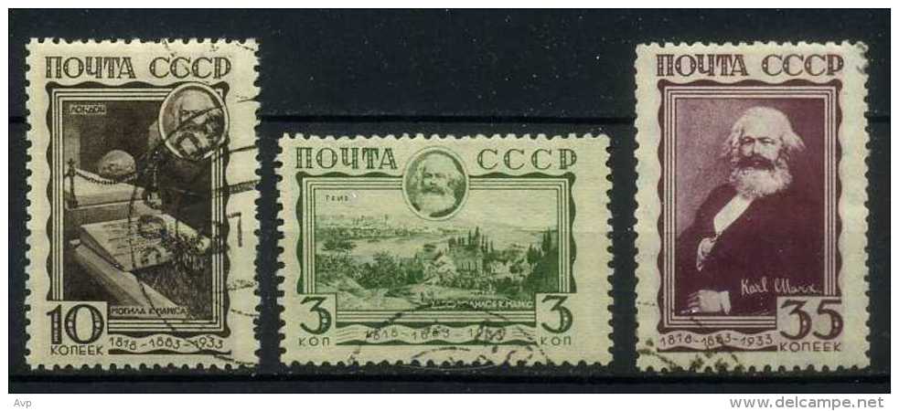 USSR 1933 Michel 424-426 50th Death Anniversary Of Karl Marx Used - Usati