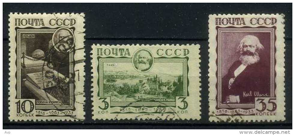 USSR 1933 Michel 424-426 50th Death Anniversary Of Karl Marx Used - Used Stamps