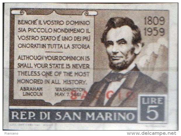 PIA - SAN  MARINO  - 1959 :  150° Della Nascita Di Abramo Lincoln - VARIETA´ !!!! -  (SAS   497-500 + A129) - Errors, Freaks & Oddities (EFO)