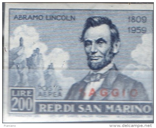 PIA - SAN  MARINO  - 1959 :  150° Della Nascita Di Abramo Lincoln - VARIETA´ !!!! -  (SAS   497-500 + A129) - Varietà & Curiosità