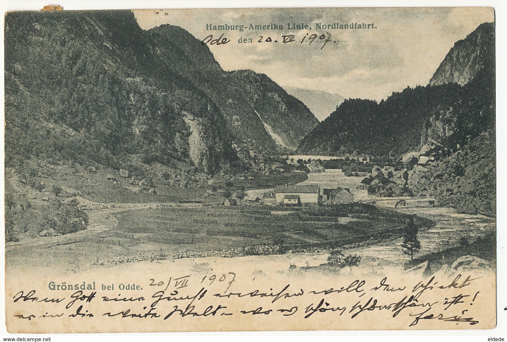 Gronsdal Bei Odde Hamburg Amerika Linie , Nordlandfahrt  Used Odda 1907 - Norwegen