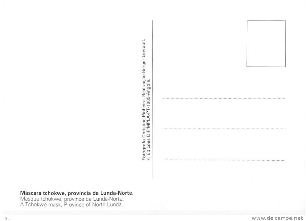 Afrique > ANGOLA Mascara TCHOKWE PROVINCIA LUNDA-NORTE- Masque Province LUNDA (Mask) *PRIX FIXE - Angola