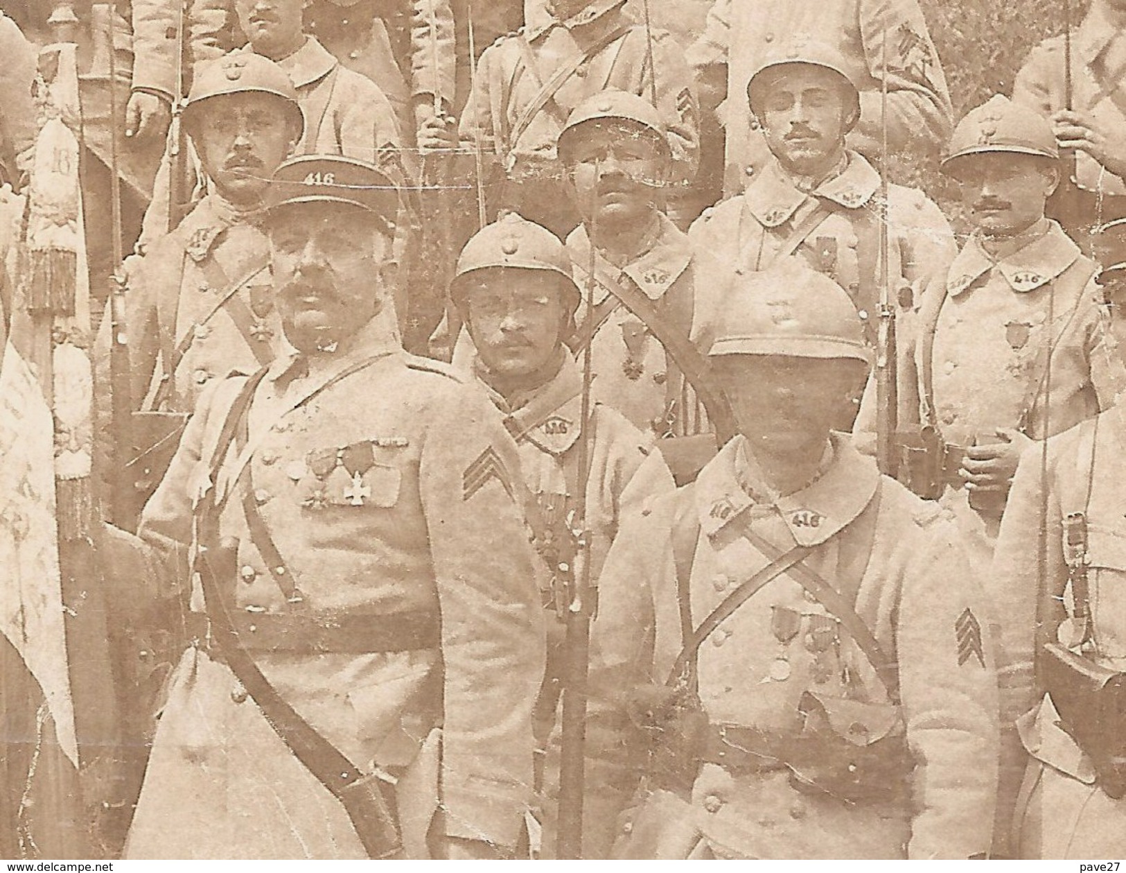 Carte Photo Militaire 1914-1918 - Soldats Et Officiers 416e RI - Régiment - Vincennes Daumesnil 14.7.1917 Médailles - Guerre 1914-18