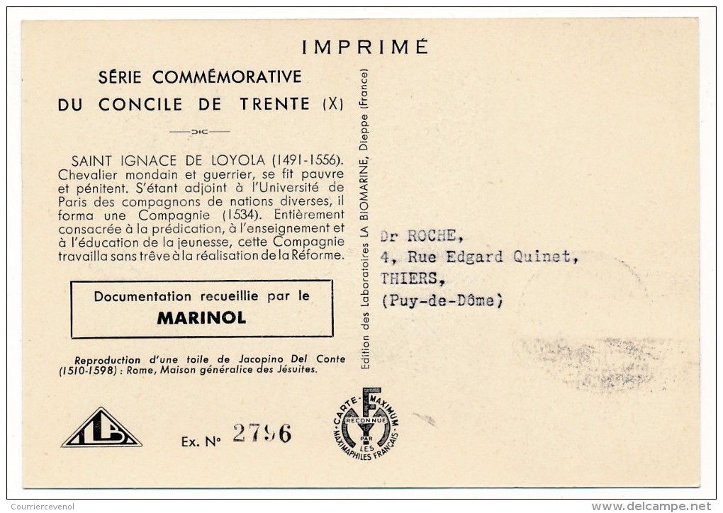 VATICAN - Série Commémorative Du Concile De Trente - Saint Ignace De Loyola - 1950 - Maximumkarten (MC)