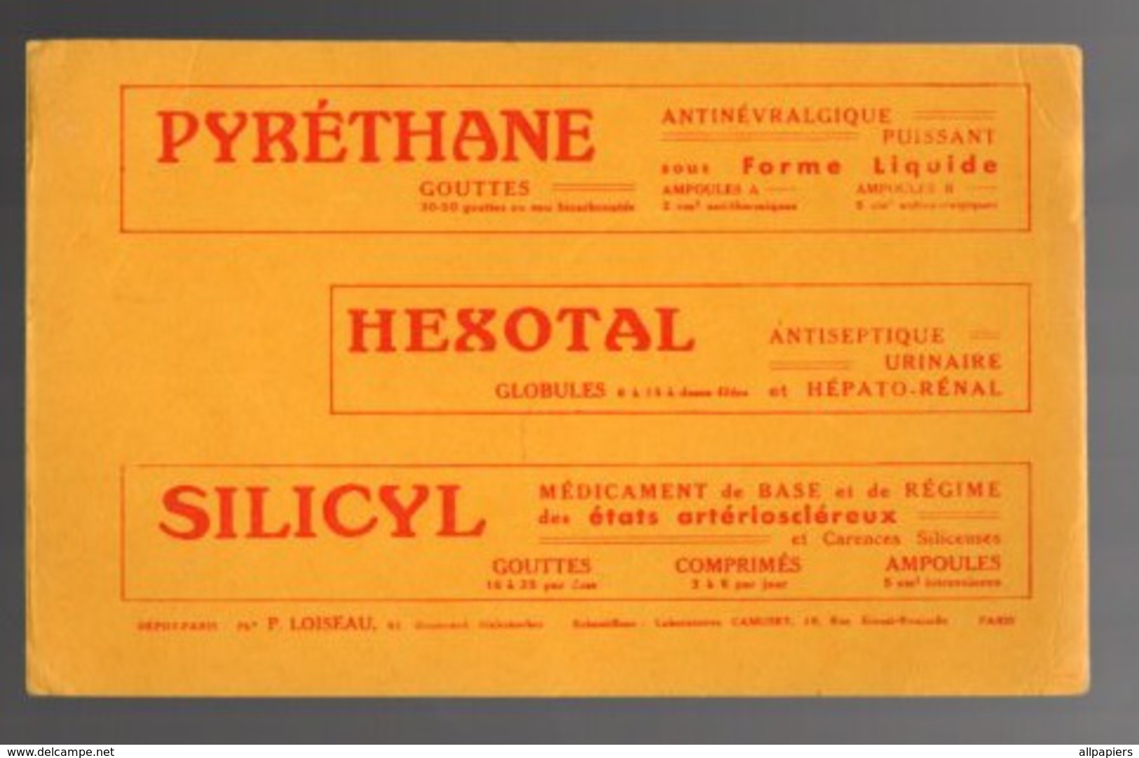 Buvard Pyréthane - Hexotal - Silicyl - Produits Pharmaceutiques