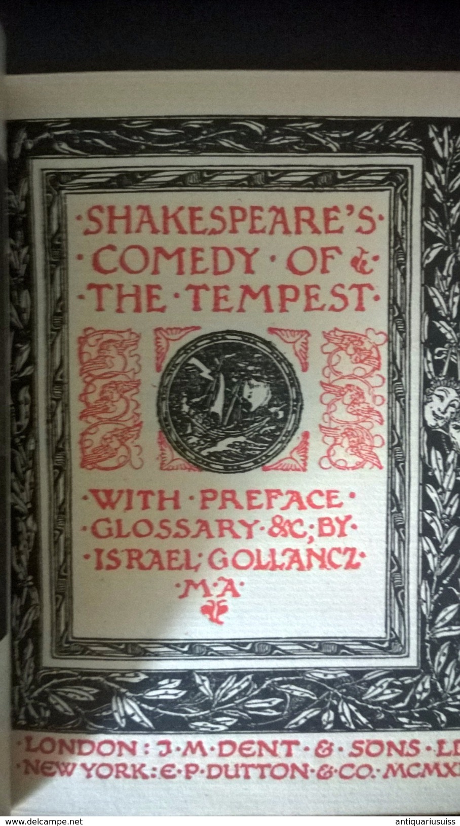 1919 - Shakespeare's - THE TEMPEST - Non Sans Droict - Proeven En Redevoeringen