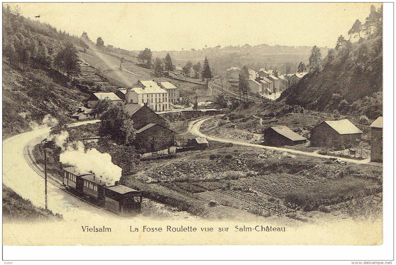 Vielsalm La Fosse Roulette Vue Sur Salm Chateau Tram Vapeur - Vielsalm