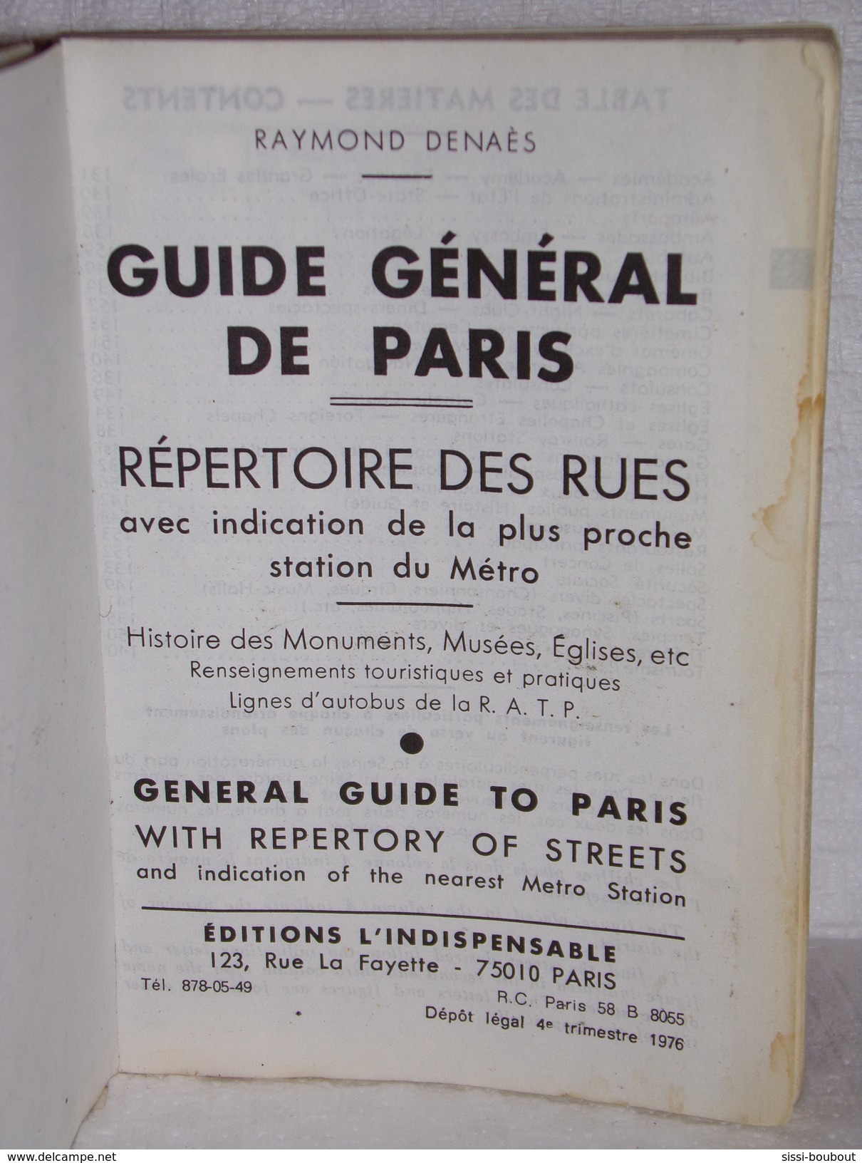 Guide Général De PARIS Par Arrondissement - Metro/Autobus/Banlieu De 1976 - Europa