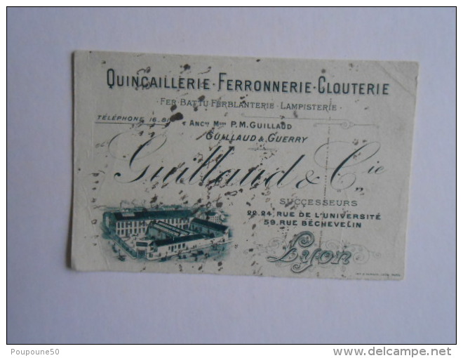 Buvard Ancien 1900 Grossiste Quincaillerie Ferronnerie Clouterie  GUILLAUD & Fils Lyon Rue De L'université Ou Béchevelin - O