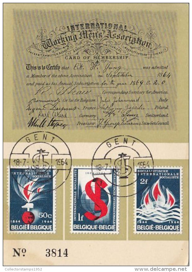 52422- INTERNATIONAL SOCIALISTIC UNION, MAXIMUM CARD, 1964, BELGIUM - 1961-1970