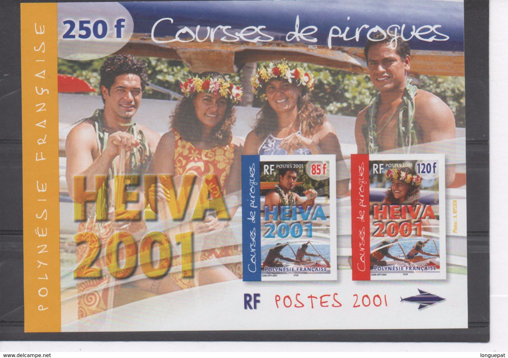 POLYNESIE Frse - Heiva 2001 - Courses De Pirogues : Jeunes Hommes Et Jeunes Femmes En Course - - Blocchi & Foglietti