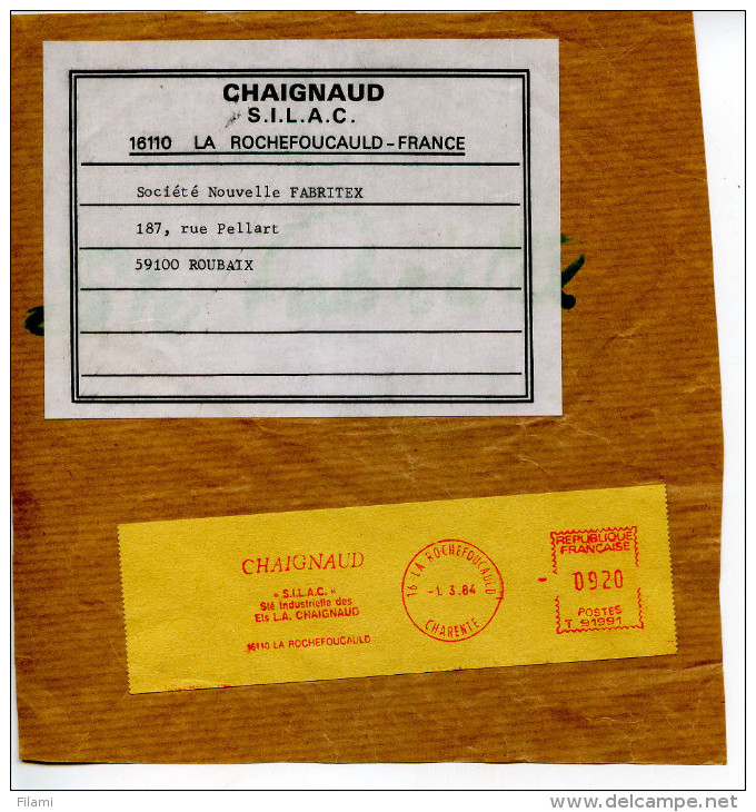 EMA Industrie Textile Chaignaud SILAC 16 La Rochefoucauld,Charente,lettre Fragment Obliterée 1.3.1984 - Usines & Industries