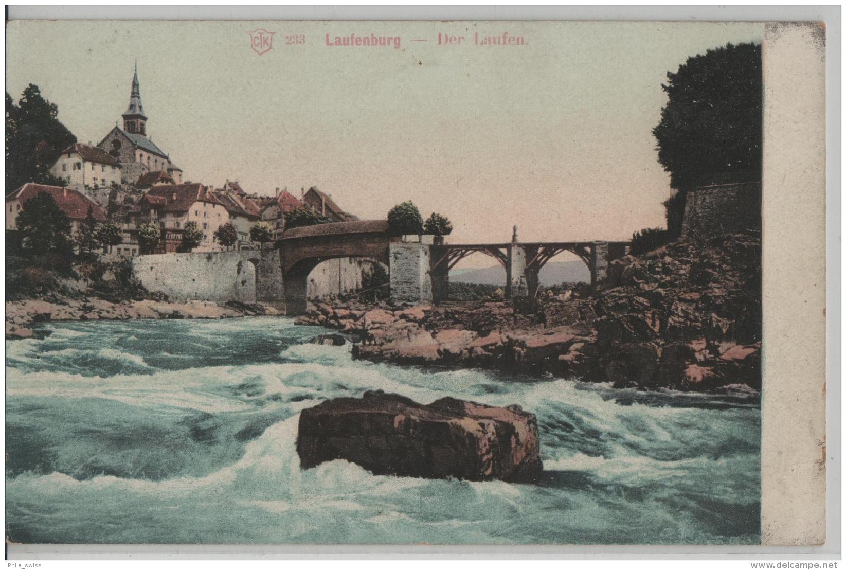 Laufenburg - Der Laufen - Litho Carl Künzli No. 233 - Laufenburg 