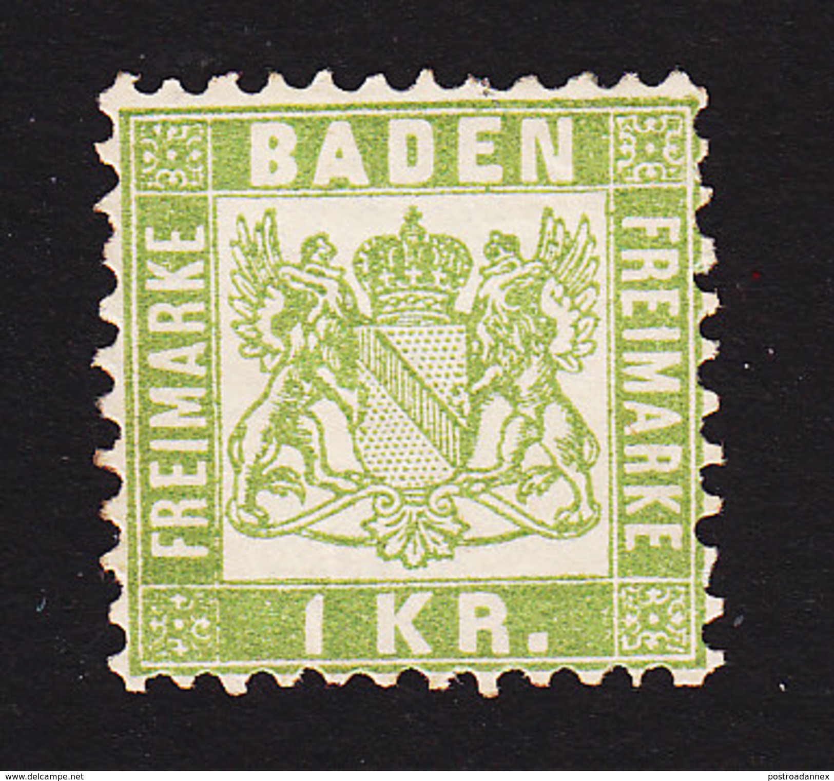 Baden, Scott #26, Mint No Gum, Coat Of Arms, Issued 1868 - Other & Unclassified