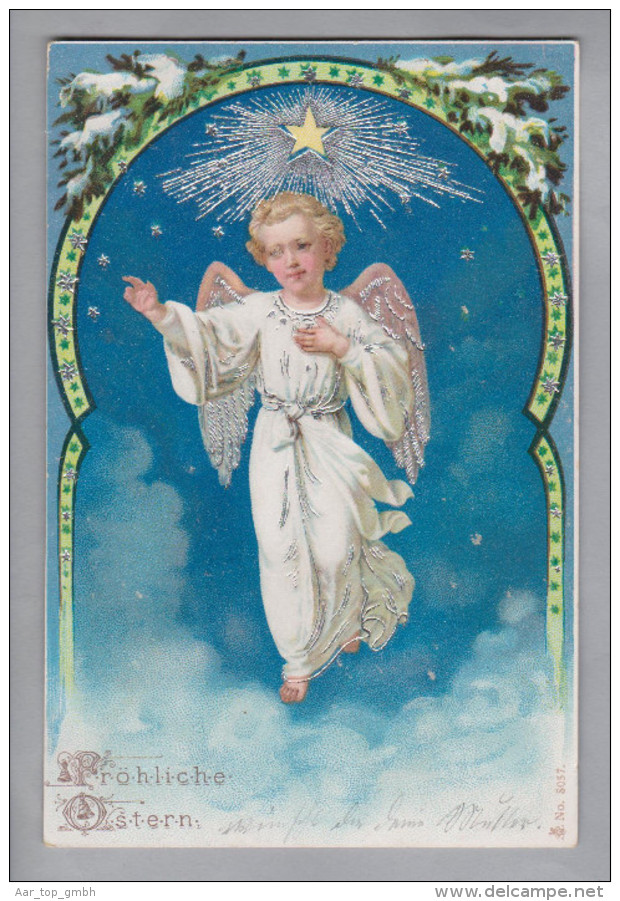 AK Motiv Engel Ostern Ungebraucht Präge-Litho #8057 - Anges