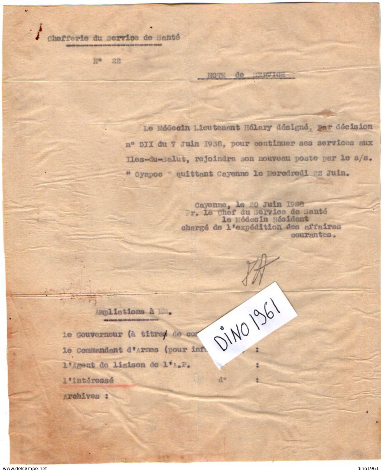 VP6388 - Colonies Française - CAYENNE - GUYANE - Lettre Du Médecin - Hopital Pénitentiaire De SAINT LAURENT DU MARONI - - Documents Historiques