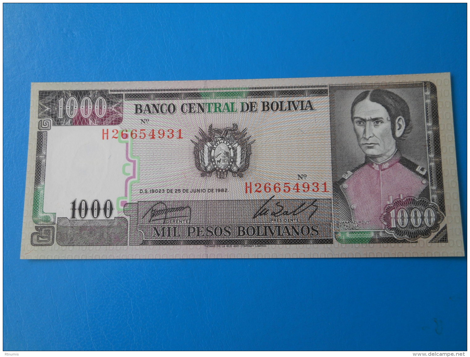 Bolivie Bolivia 1000 Pesos Bolivianos 1982 P167a UNC - Bolivien