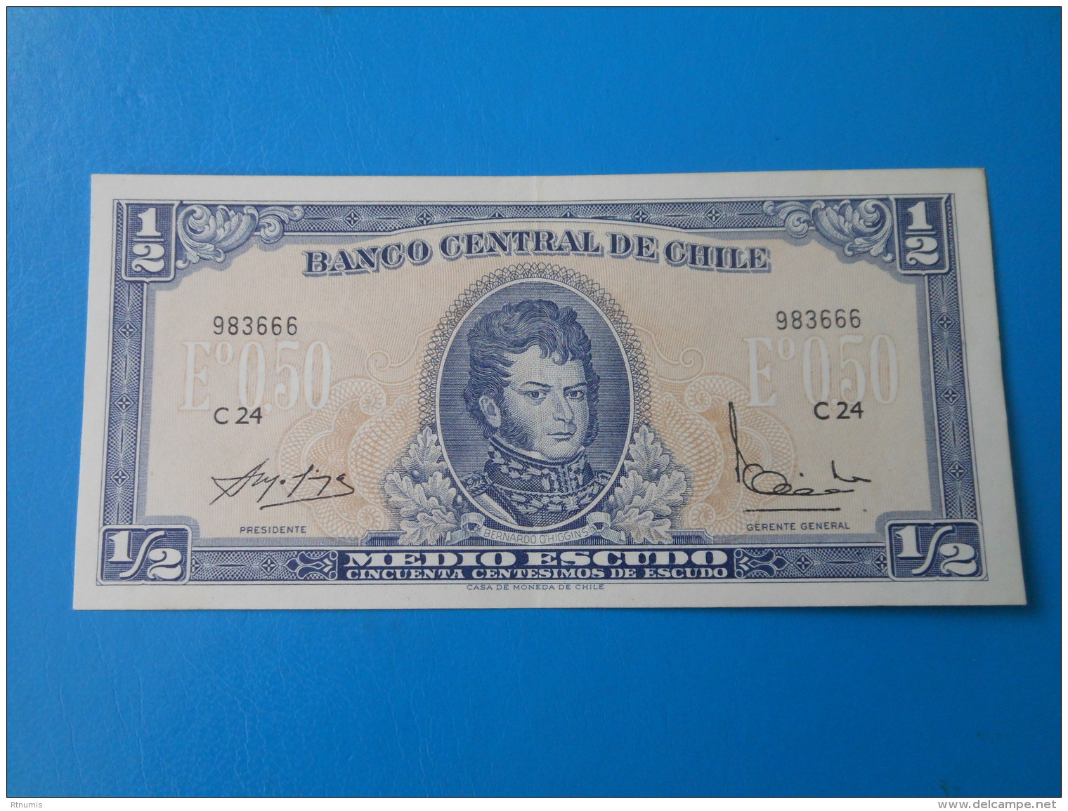 Chili Chile 1/2 Escudo 1962-1975 P134Aa UNC - Cile