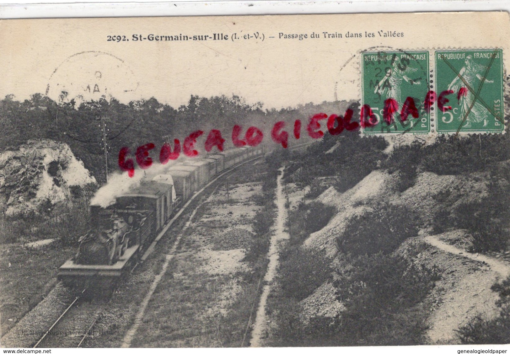 35 - ST SAINT GERMAIN SUR ILLE - PASSAGE DU TRAIN DANS LES VALLEES -1918 - Saint-Germain-sur-Ille