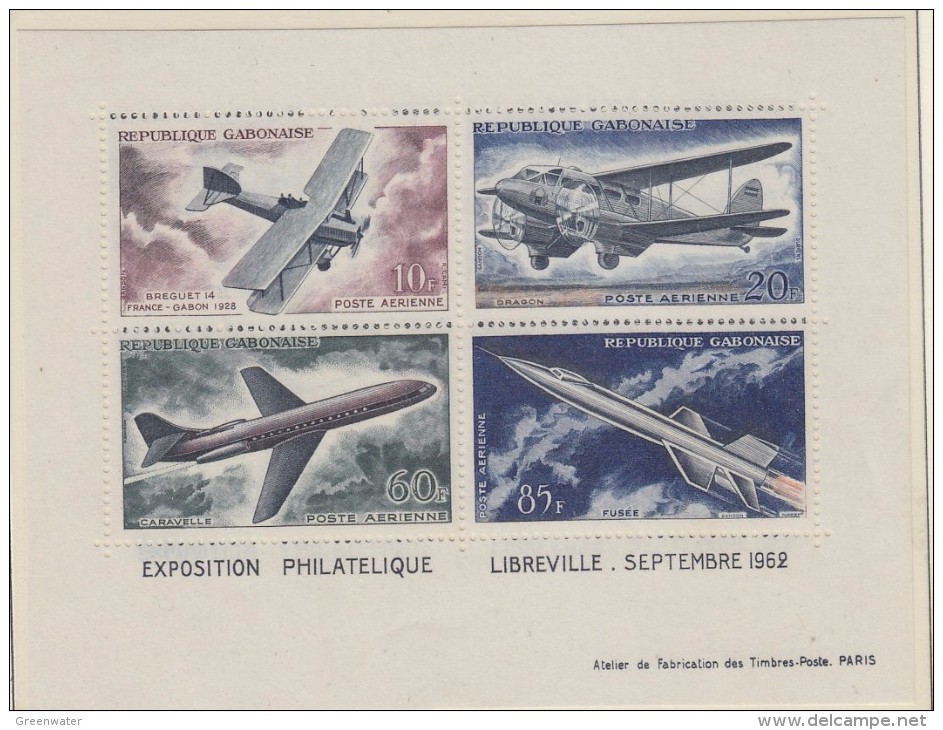 Gabon 1962 Airplanes /  Space / Exposition Philatelique Libreville M/s ** Mnh (33747) - Gabon (1960-...)