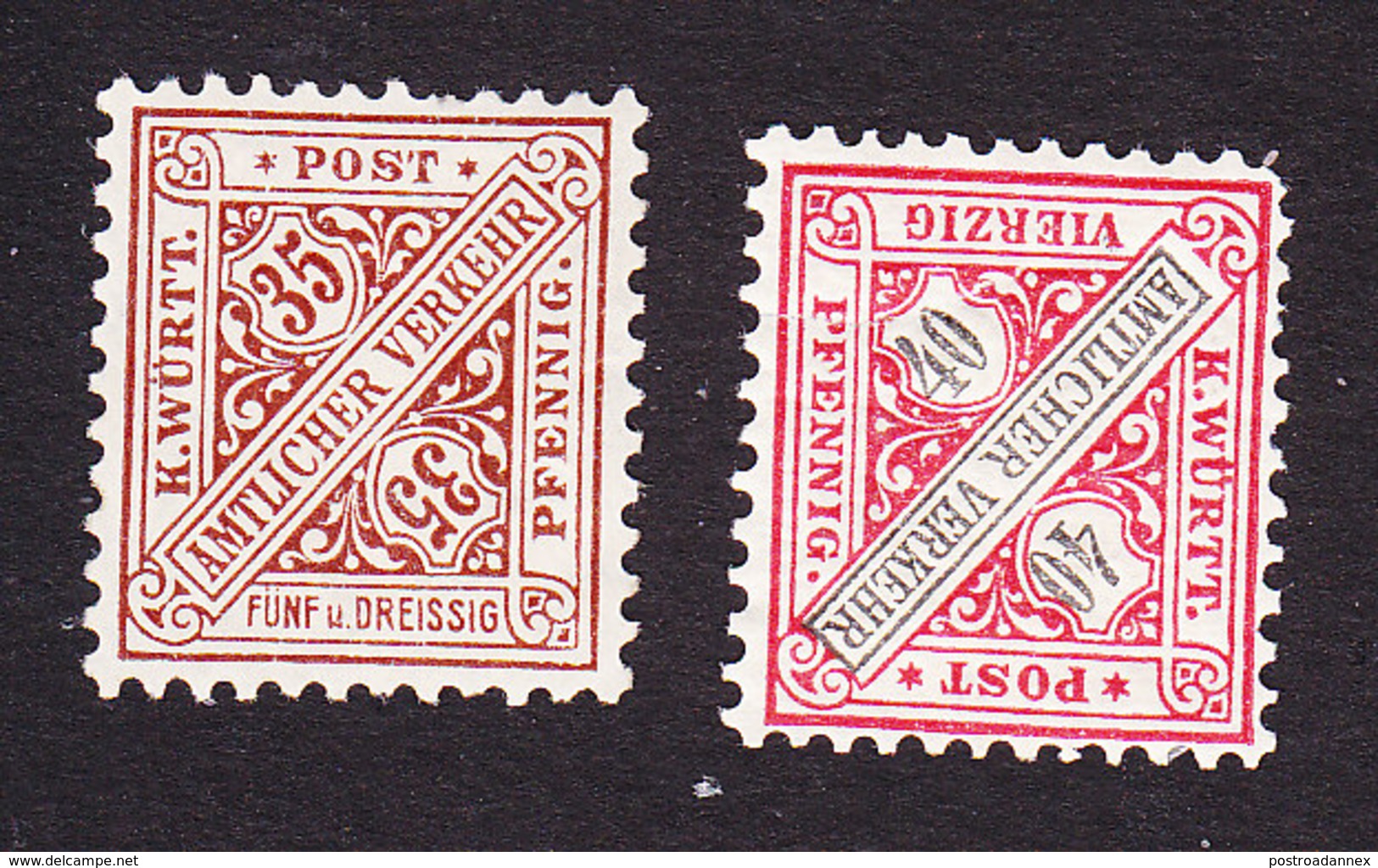 Wurttemberg, Scott #O131-O132, Mint Hinged, Official, Issued 1906 - Autres & Non Classés