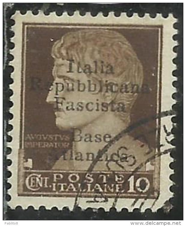 EMISSIONI LOCALI: BASE ATLANTICA 1943 CENT. 10c USATO USED OBLITERE' - Emissions Locales/autonomes