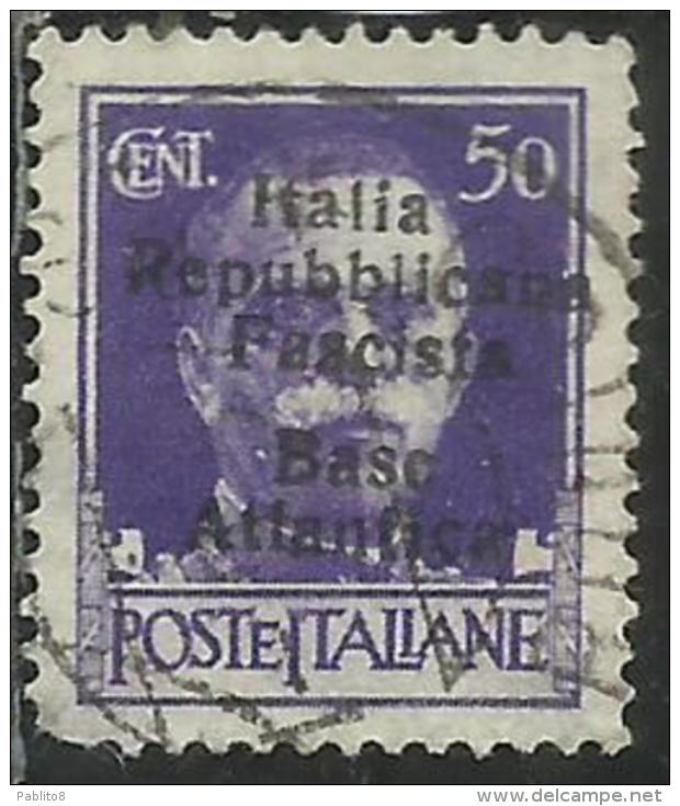 EMISSIONI LOCALI: BASE ATLANTICA 1943 CENT. 50 C. USATO USED OBLITERE´ - Local And Autonomous Issues