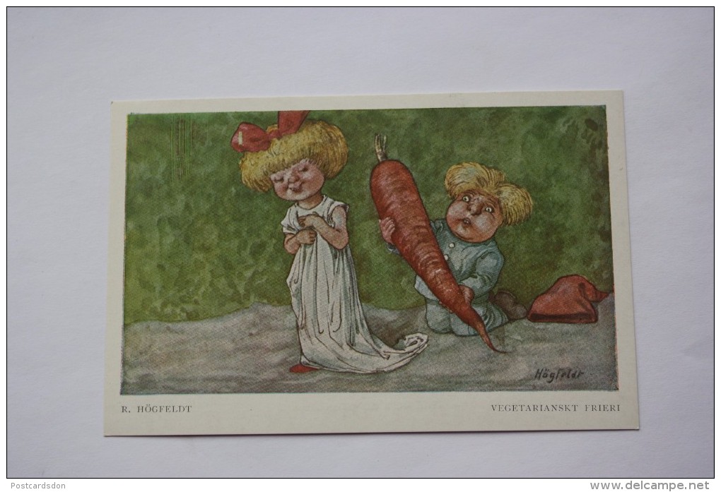 ILLUSTRATORE R. HOGFELDT VEGETARIANSKT FRIERI  - Old Art Postcard - Carrot - Hoegfeldt, Robert