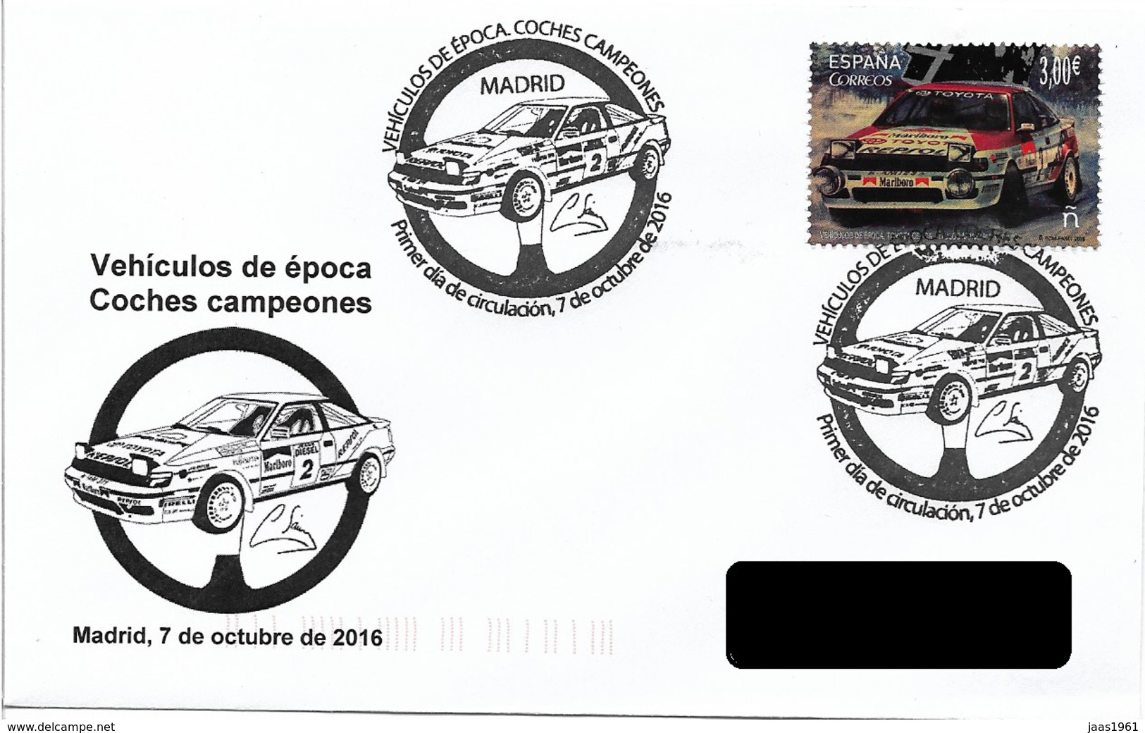 SPAIN. FDC. TIME VEHICLES. CARS CHAMPIONS - FDC