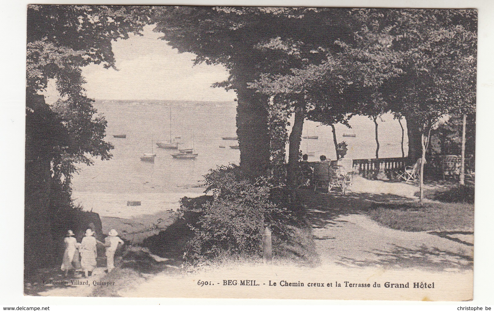 CPA Beg Meil, Le Chemin Creux Et La Terrasse Du Grand Hôtel (pk31215) - Beg Meil