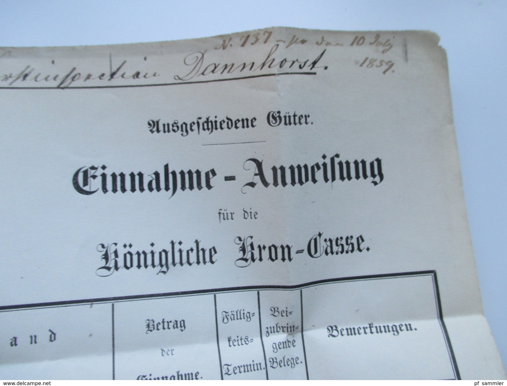 Altdeutschland Amtsbrief 1859 Hannover blauer R3 Feuser Nr. 1370 - 17 nach Dannhorst mit Papiersiegel!! Dienstpost