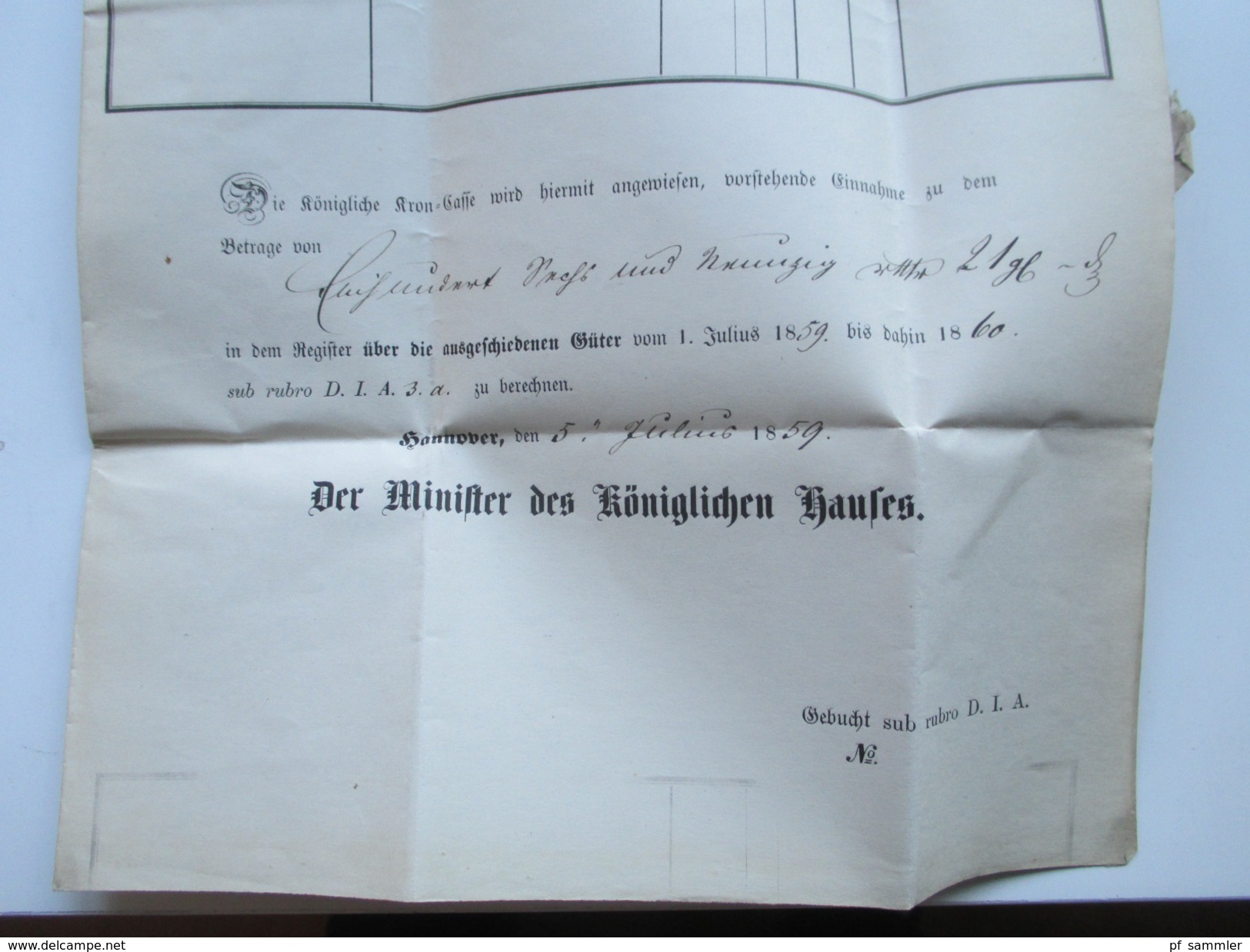 Altdeutschland Amtsbrief 1859 Hannover blauer R3 Feuser Nr. 1370 - 17 nach Dannhorst mit Papiersiegel!! Dienstpost