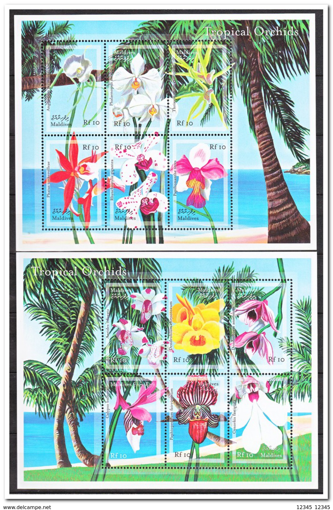 Maldiven 2000, Postfris MNH, Flowers, Orchids, Trees - Maldiven (1965-...)