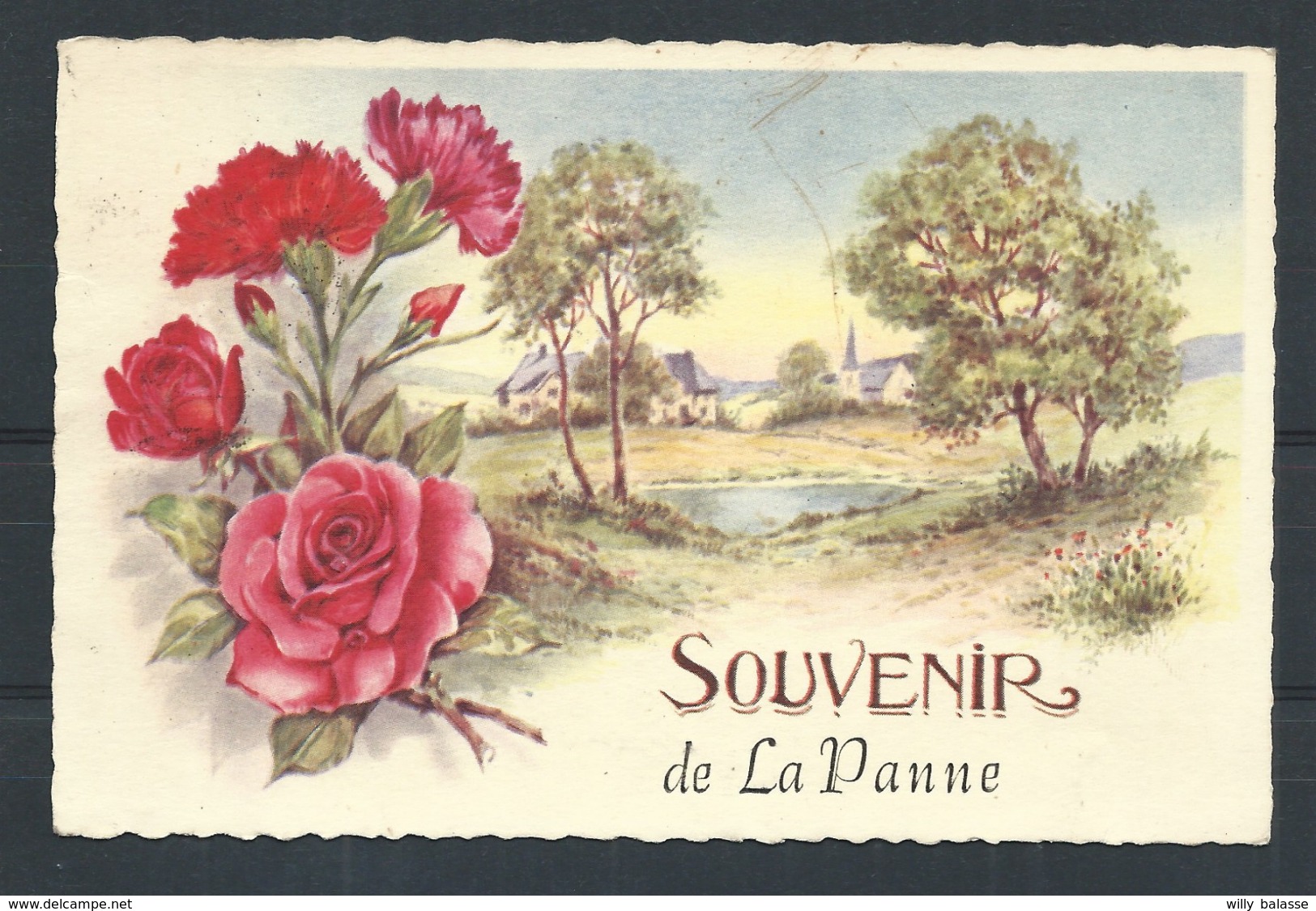 +++ CPA - Carte Fantaisie - Souvenir De LA PANNE - Fleur Rose  // - De Panne