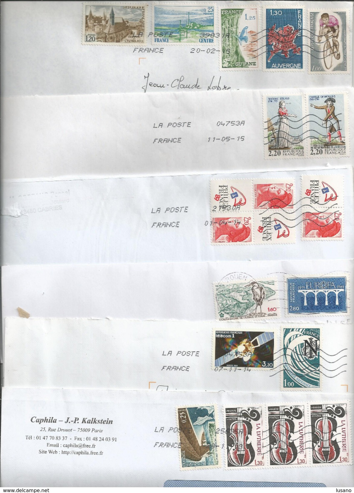 Lot De 100 Env. (360g) Ayant Voyagé En 2014-15-16 Affranchies Avec Des Timbres En Francs - Lettres & Documents