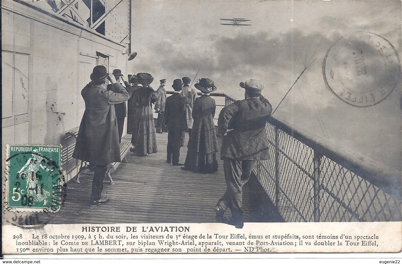 Le Comte De LAMBERT Sur Biplan Wright Ariel Au Dessus De La Tour Eiffel - ....-1914: Précurseurs