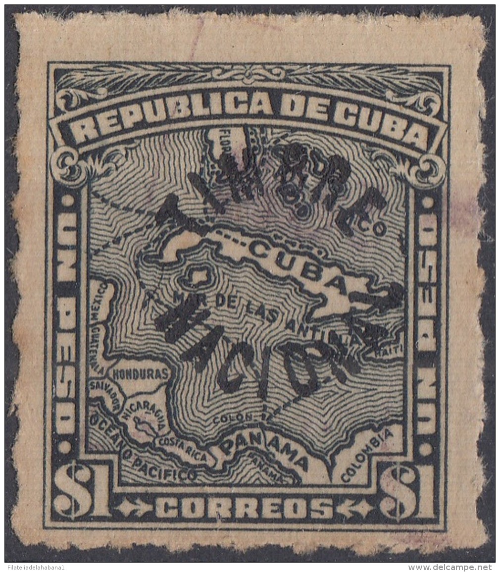 REP-147 CUBA REPUBLICA 1917. REVENUE. TIMBRE NACIONAL 1$ MAPA DE CUBA. MAP. USADO. - Timbres-taxe