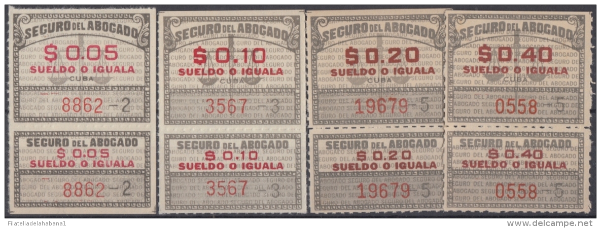 REP-153 CUBA REPUBLICA 1950. REVENUE. SEGURO DE ABOGADOS. LAWYER INSURANCE. 5c-40c ORIGINAL GUM. - Timbres-taxe