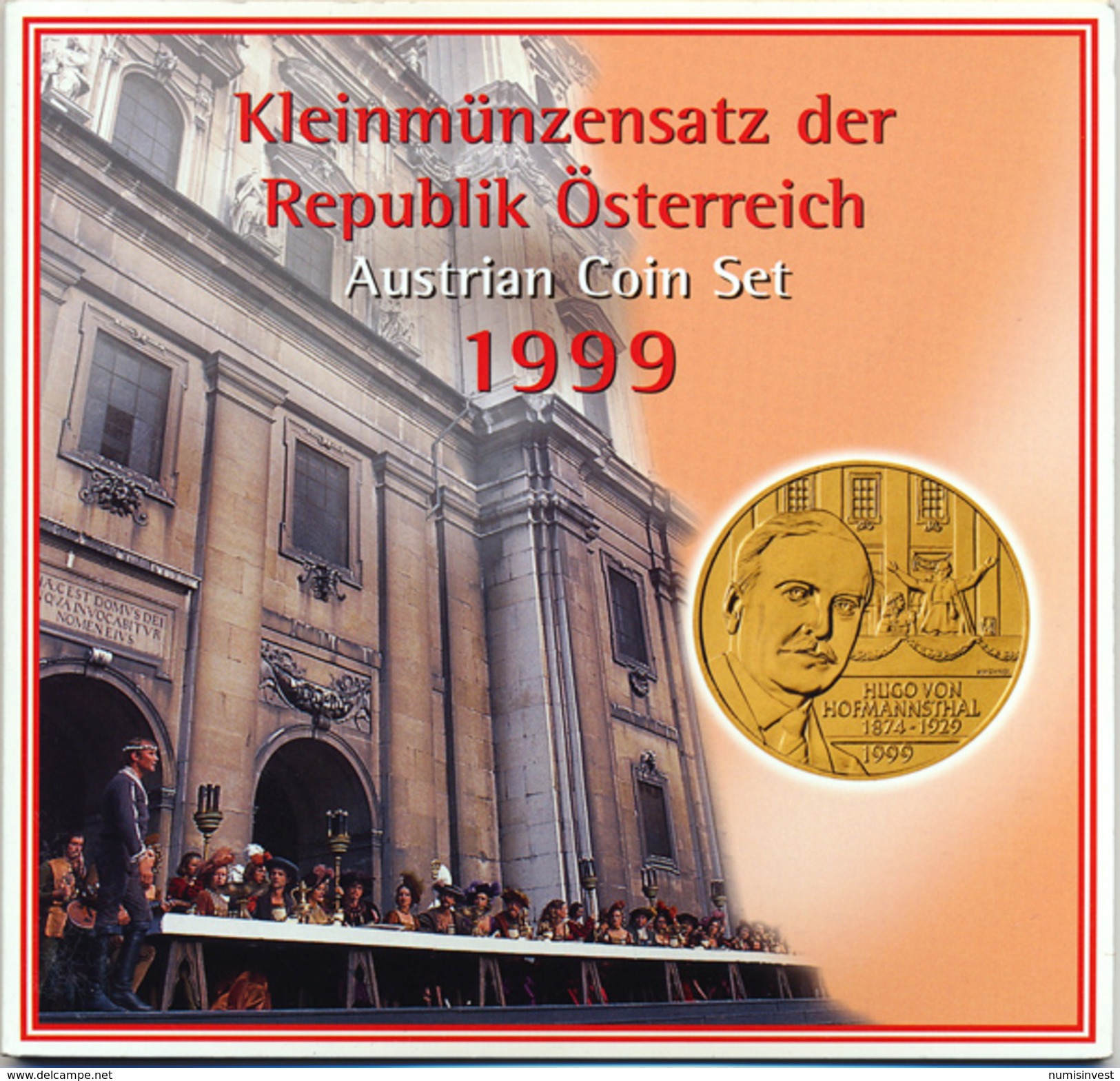 AUSTRIA AUTRICHE ÖSTERREICH OFFICIAL SCHILLING COIN SET HUGO VON HOFMANNSTHAL 1999 - Autriche