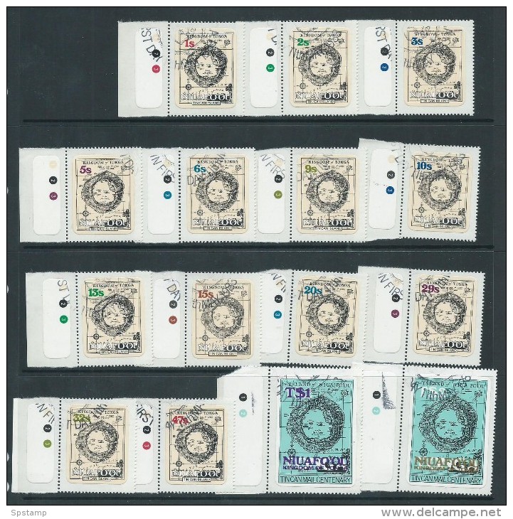 Tonga Niuafo'ou 1983 Map Definitives Self Adhesives First Issue Part Set Of 15 VFU , One 3s Only - Tonga (1970-...)