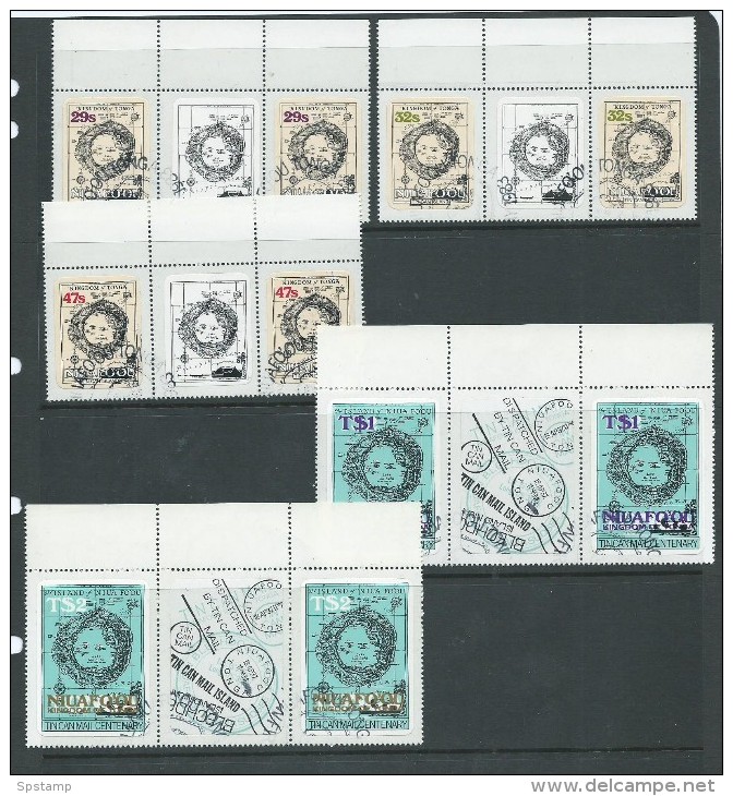 Tonga Niuafo´ou 1983 Map Definitives Self Adhesives First Issue Part Set Of 15 VFU Gutter Pairs With Label , 1 X 3s Only - Tonga (1970-...)
